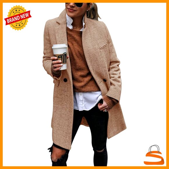 Jackets & Blazers - Double Breasted Trench Coat Classic Chic Longline Blazer Jacket Office Wear